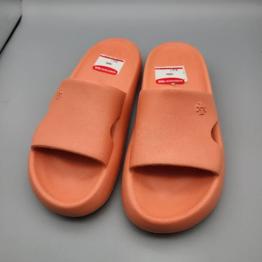 Tory Burch Shower sandals slide EVA Coral pink flip flops Shoes sz 7- 8 new
